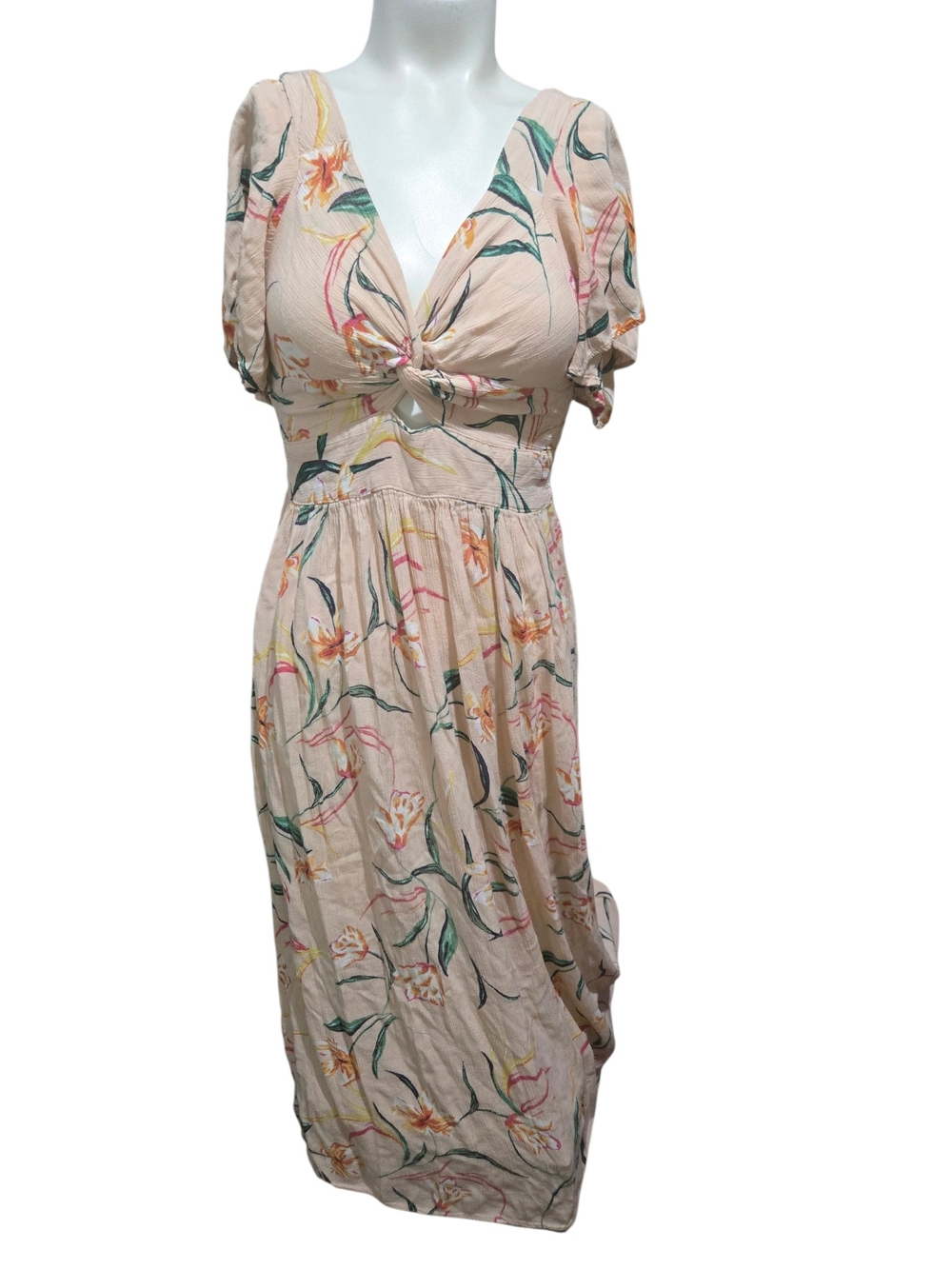 Angie Floral Smocked Maxi Dress Keyhole